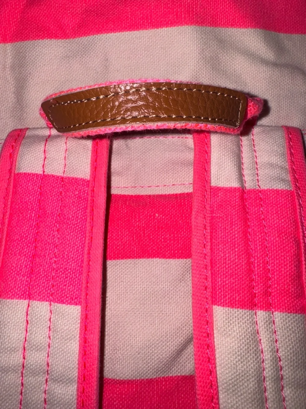 NWOT, Y2K PINK Victoria's Secret Neon Pink Striped Canvas Backpack, Vintage